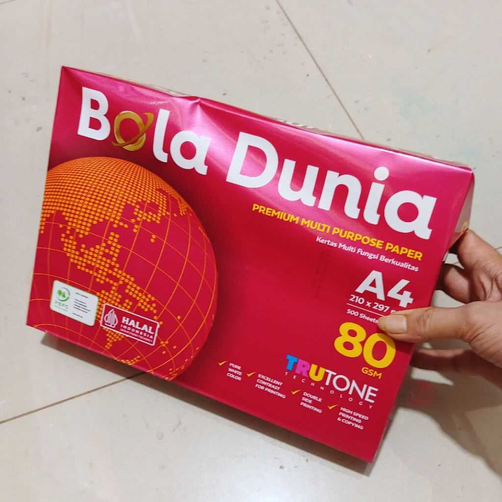Jual 1 Rim Kertas Hvs A4 80 Gram Bola Dunia Isi 500 Lembar ( Packing ...