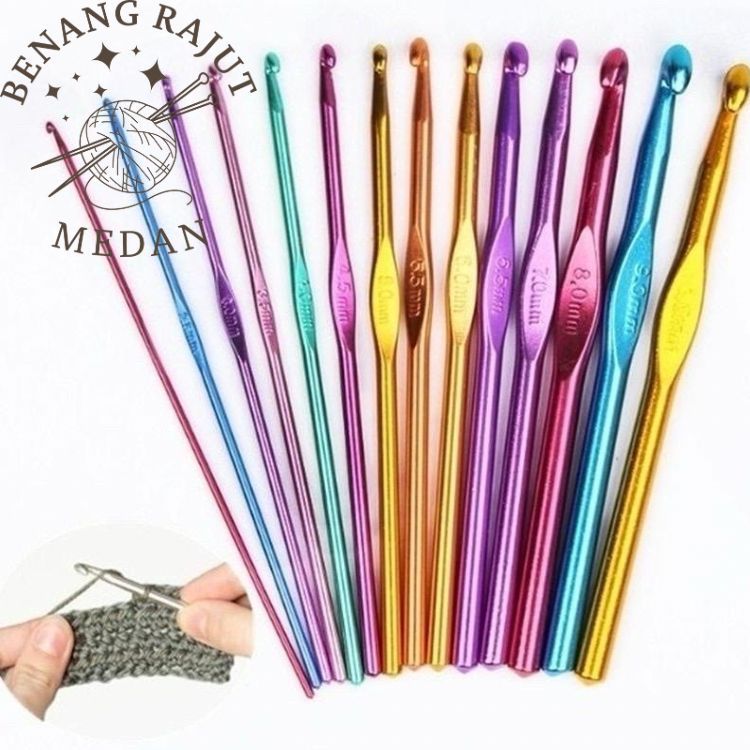 Jual [BenangRajutMedan] Jarum Rajut Hakpen Aluminium Crochet Jarum ...