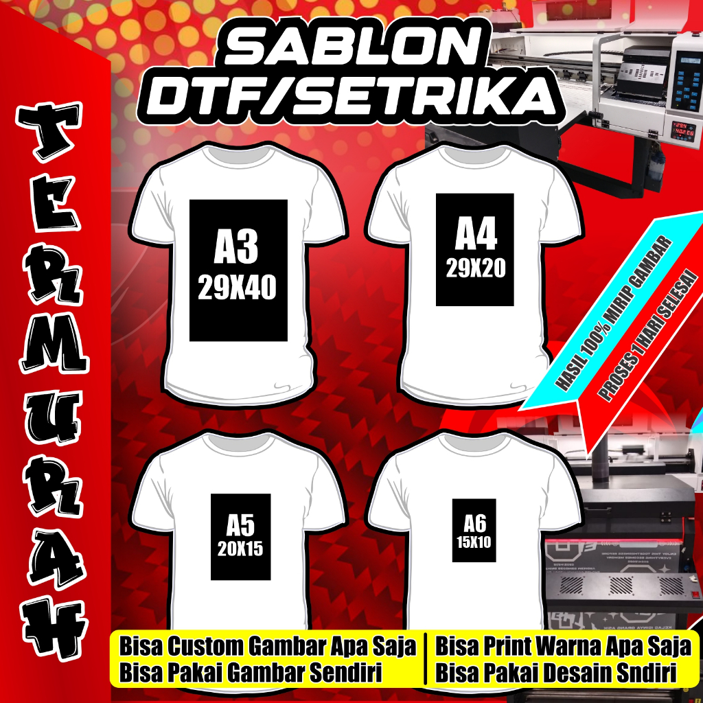Jual DTF Sablon Sticker Setrika Custom Satuan / SABLON praktis Setrika ...
