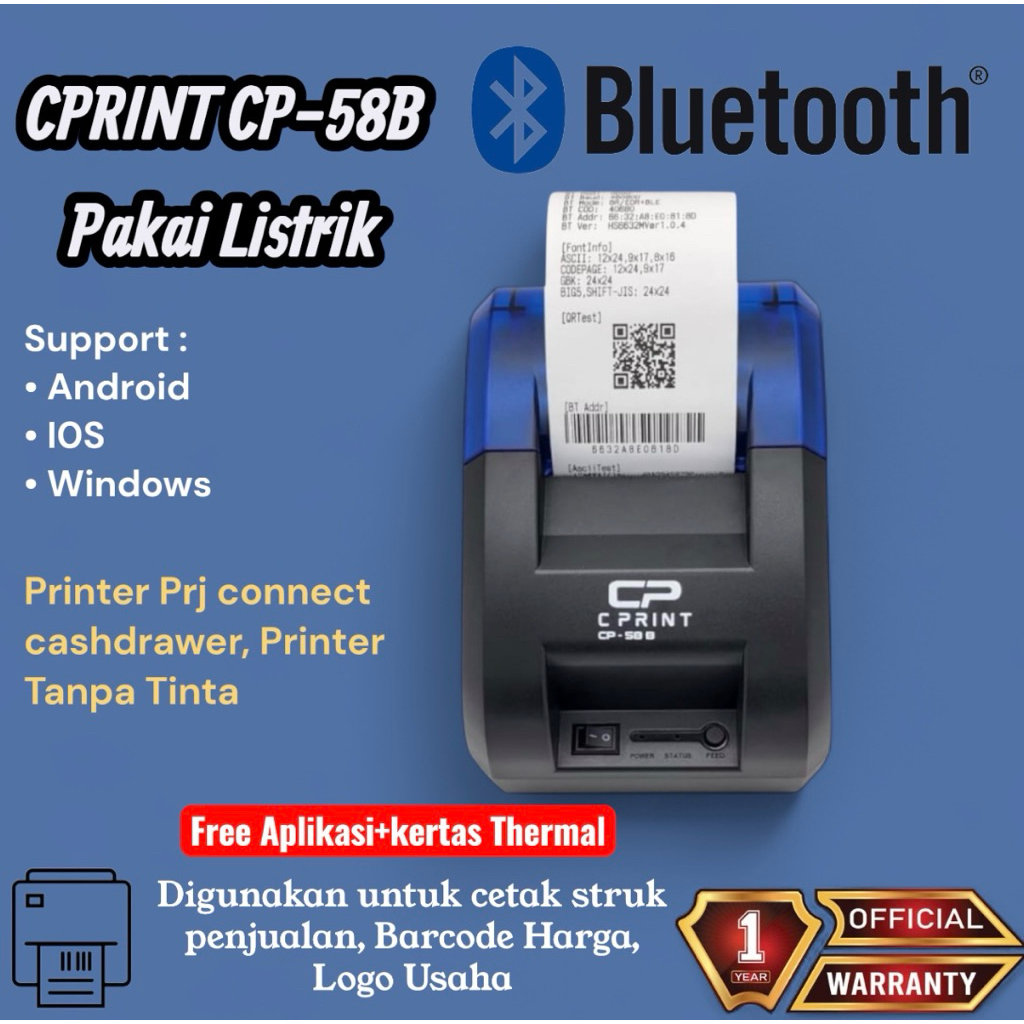 Jual [ COD ] PRINTER BLUETOOTH THERMAL 58MM CP-58B POS KASIR-PPOB ...