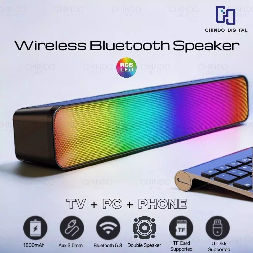 Jual Speaker Bluetooth Powerful Bass Stereo Long RGB Lampu LED Speaker ...