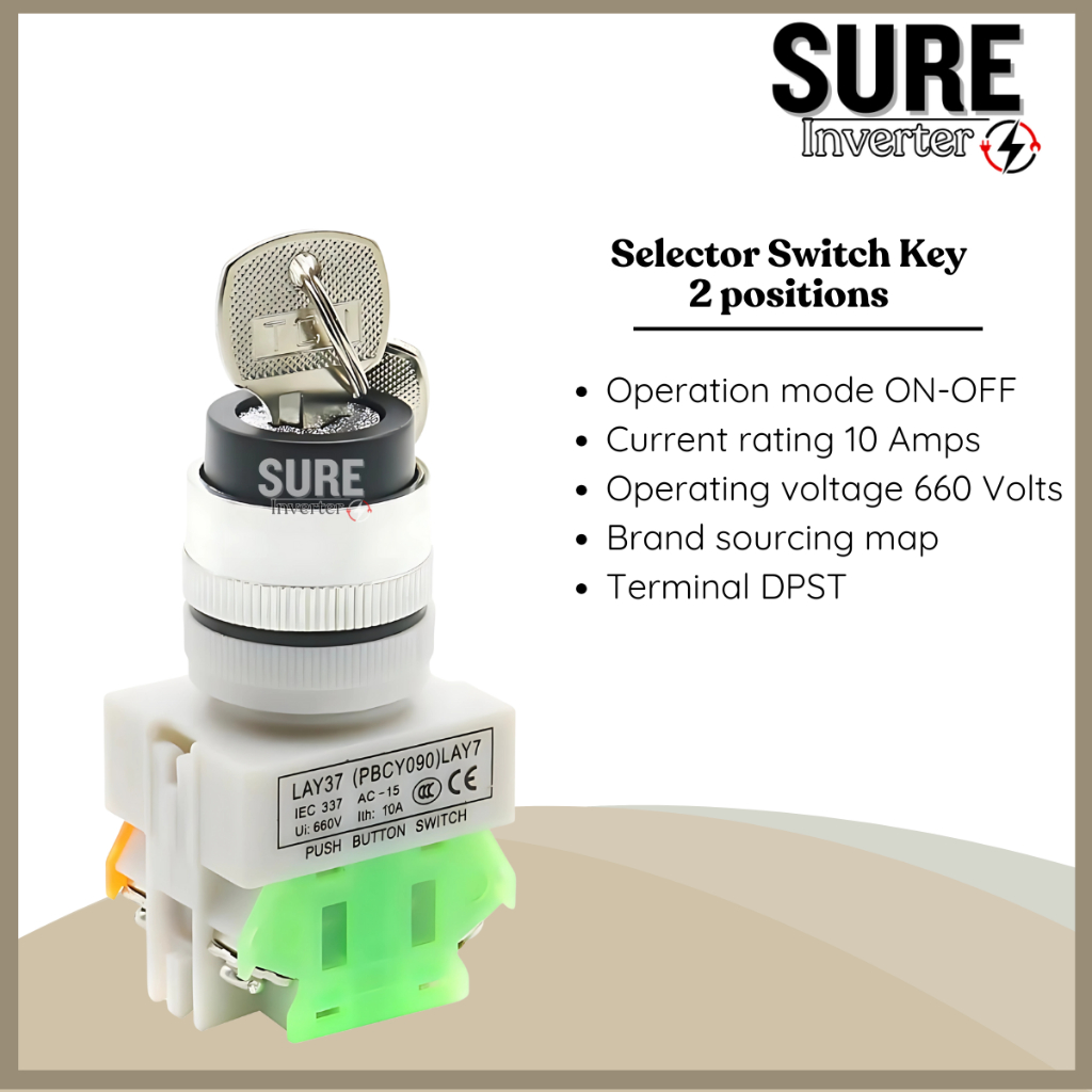 Jual Selector Switch Key 22mm Stay Put 2Posisi 3Posisi Kunci Saklar ...
