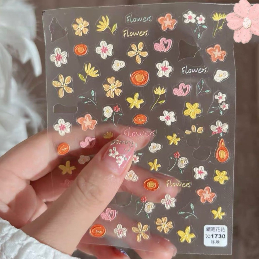 Jual SK027 Sticker Kuku Motif Bunga 3D Design For Nail Art | Shopee ...