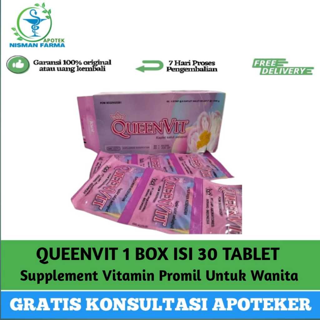 Jual QUEENVIT 1BOX ISI 30 TABLET (suplemen promil dan kesehatan pada ...