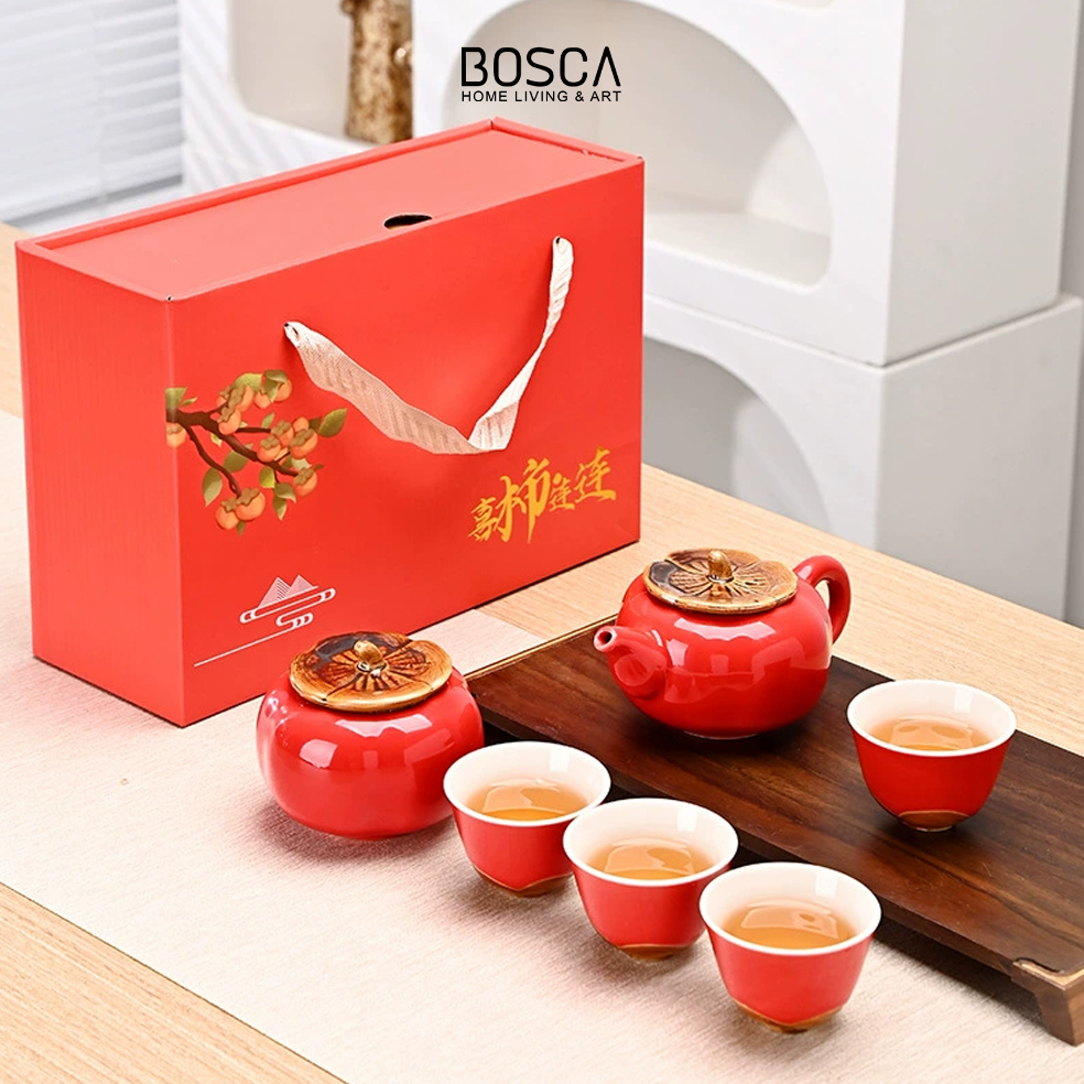 Jual Bosca Living - Persimmon Red Teapot Set / Hampers Kado Hadiah Gift ...
