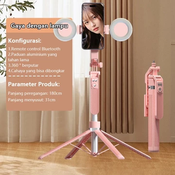 Probis A14 Tripod Selfie 4 Kaki Serbaguna 1.8m Tiang Ponsel Dilengkapi Dengan Remote Bluetooth