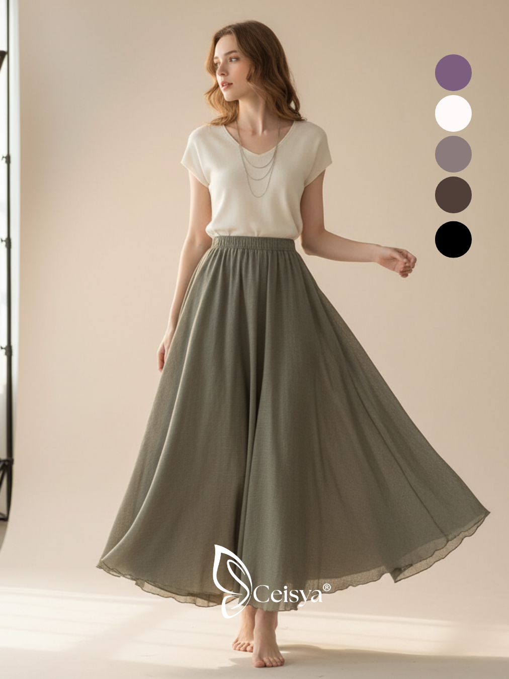 Jual FLOWY SKIRT ROSELINEN PREMIUM (ROK A LINE) | Shopee Indonesia