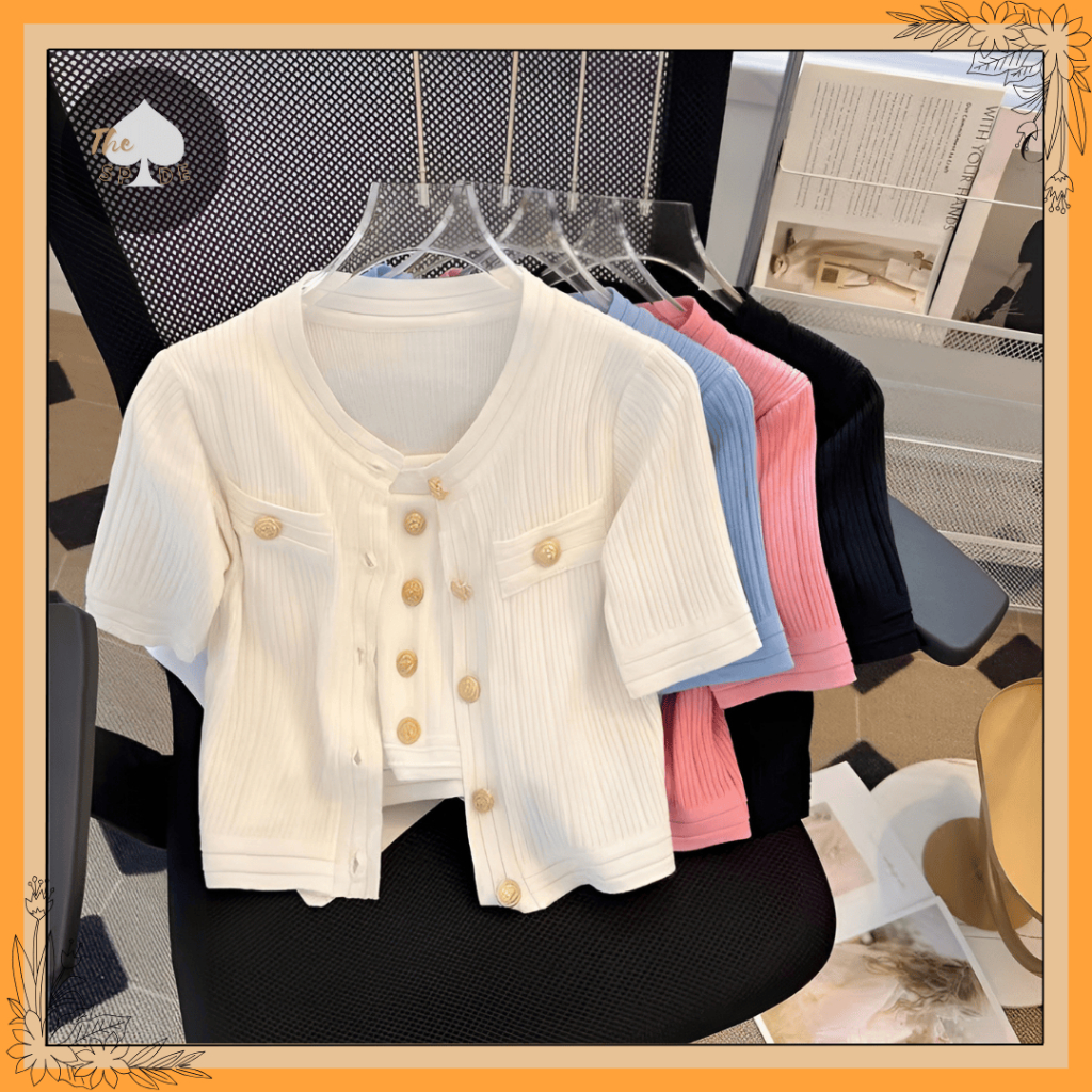 Jual TheSpade Korean Knit Cardigan Crop Top Set – Atasan Rajut Korea ...