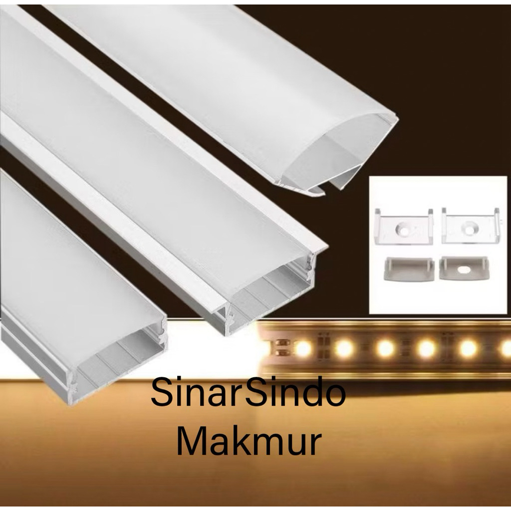 Jual Cover Lampu Led Strip Alumunium/Housing Led Bar/Led Strip 1m 2m ...