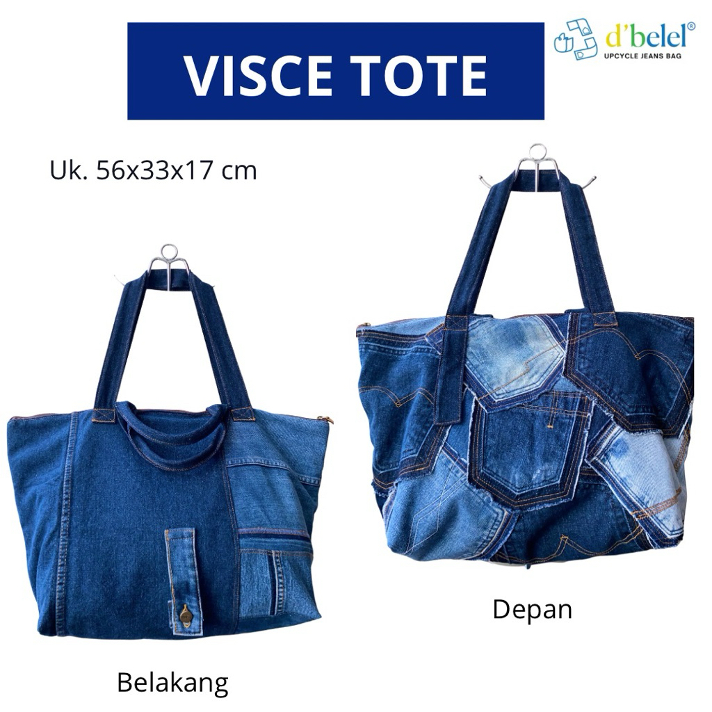 Jual D'Belel tas Tote Visce Daur Ulang Jean | Shopee Indonesia