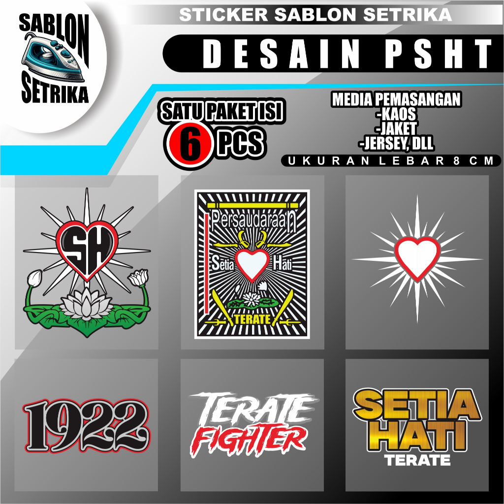 Jual Sticker sablon PSHT, sablon Setrika PSHT, Setia Hati, SH Terate ...