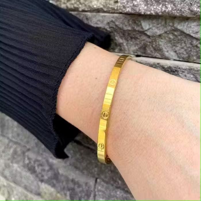 Gelang Tangan Wanita Asli Titanium / Bangle Polos Dan Permata - foto 4