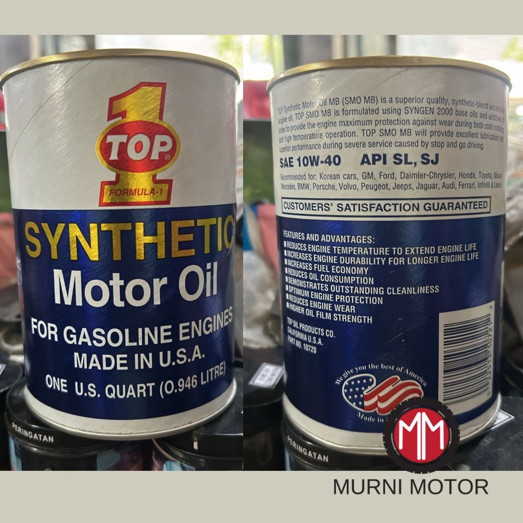 Jual OLI MOBIL TOP 1 Synthetic Motor Oil SAE 10W-40 / MB40 Top1 10W40 ...