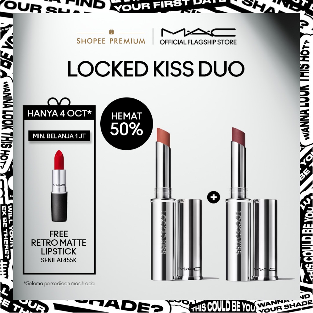Jual MAC Locked Kiss 24hr Lipstick / Lipstik Matte Waterproof