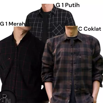 Kemeja Flanel Kotak Pria Wanita Lengan Panjang Jumbo Size M L XL XXL