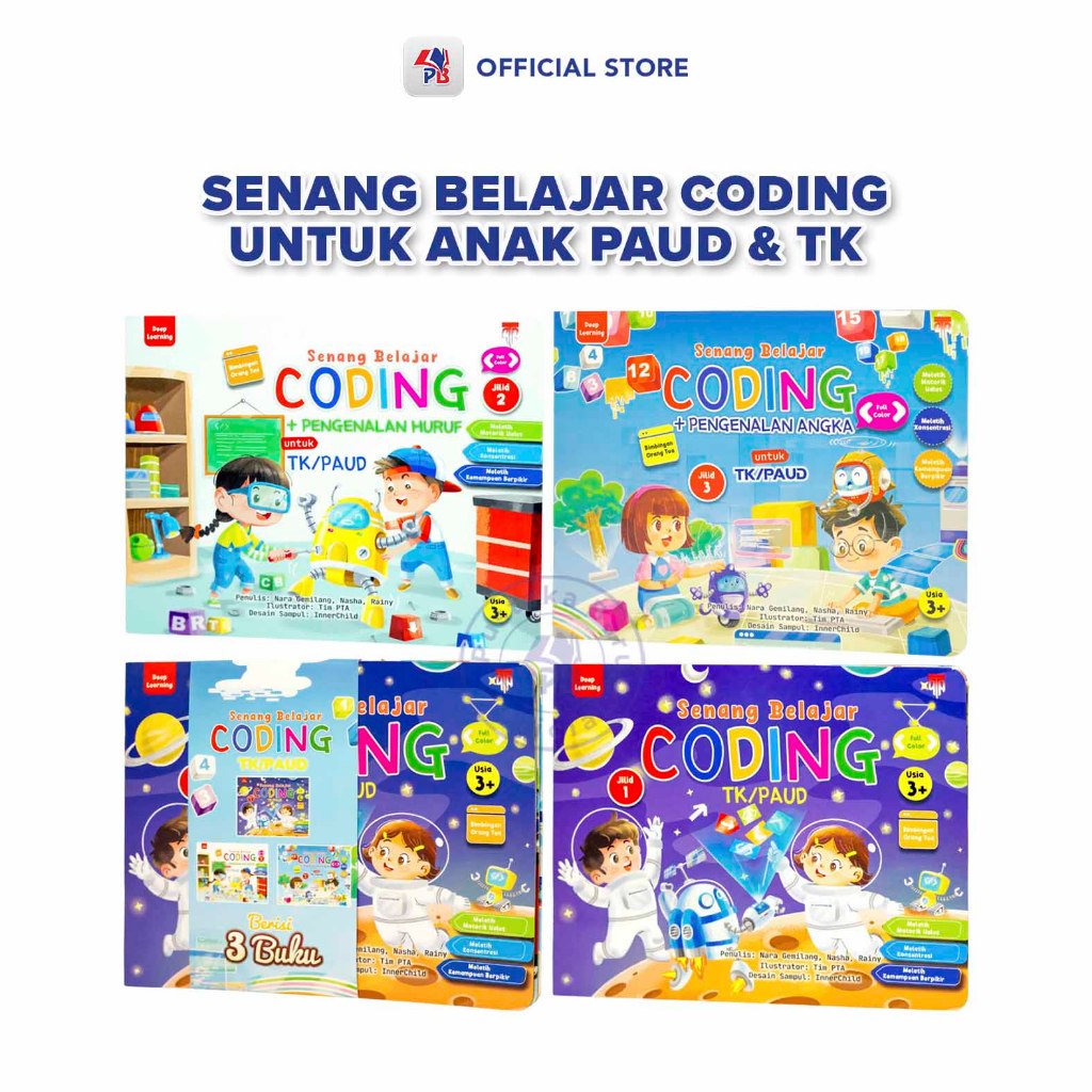 Jual Buku Paket 3 Buku Coding Anak Tk Paud Senang Belajar Coding