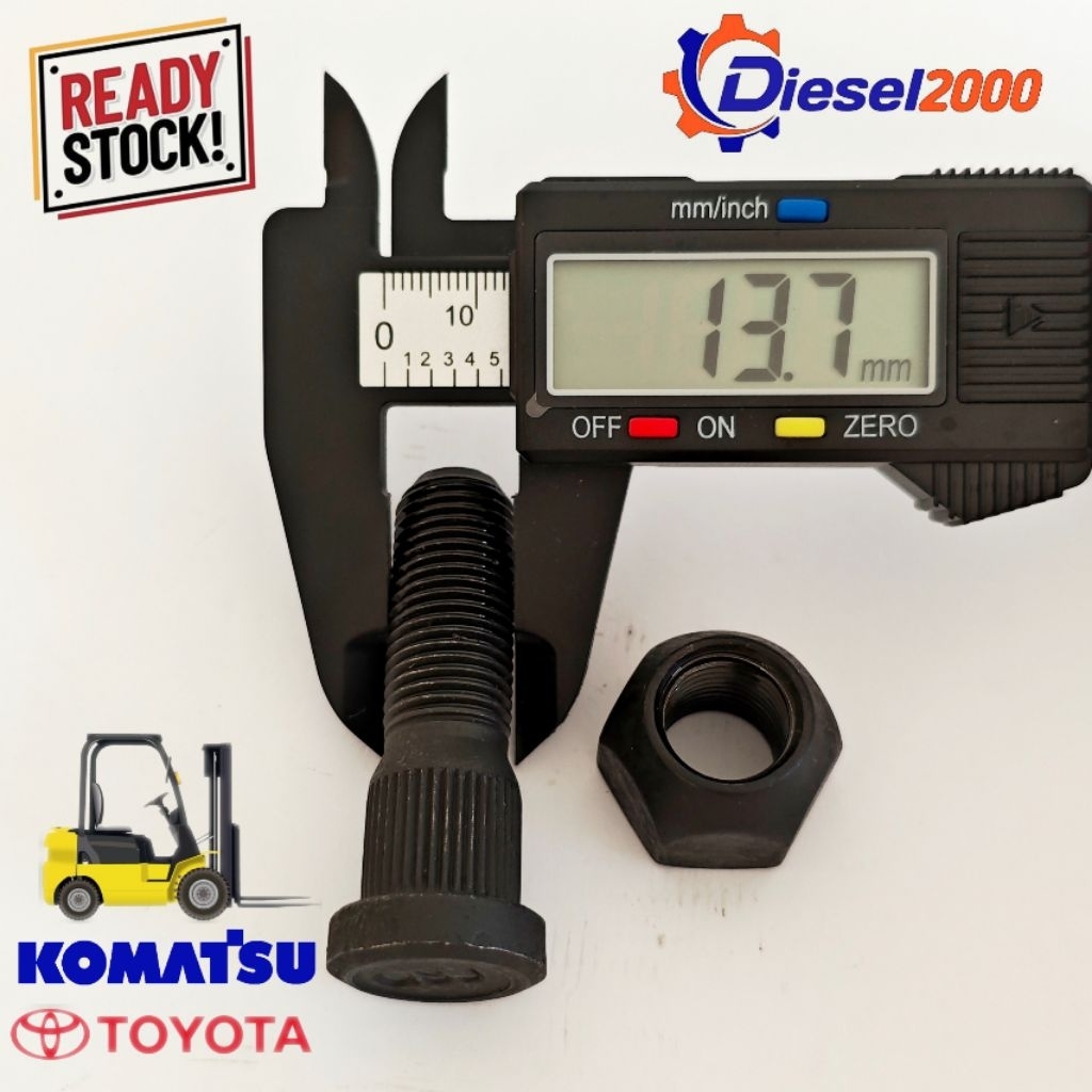 Jual BAUT RODA BELAKANG + MUR STUD REAR WHEEL AXLE HUB FORKLIFT KOMATSU ...