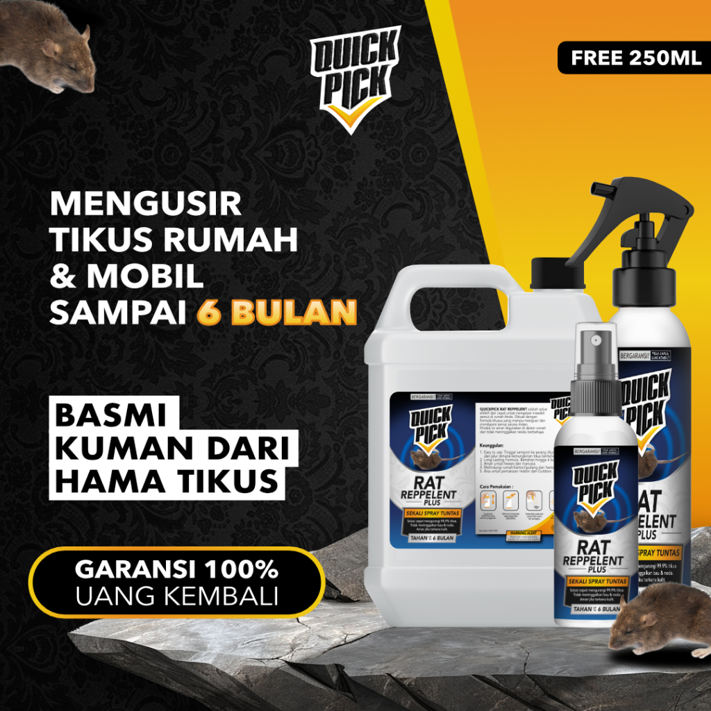 Jual SPRAY ANTI TIKUS SEMPROT QUICKPICK (FREE 250ML) Rat Repellent ...
