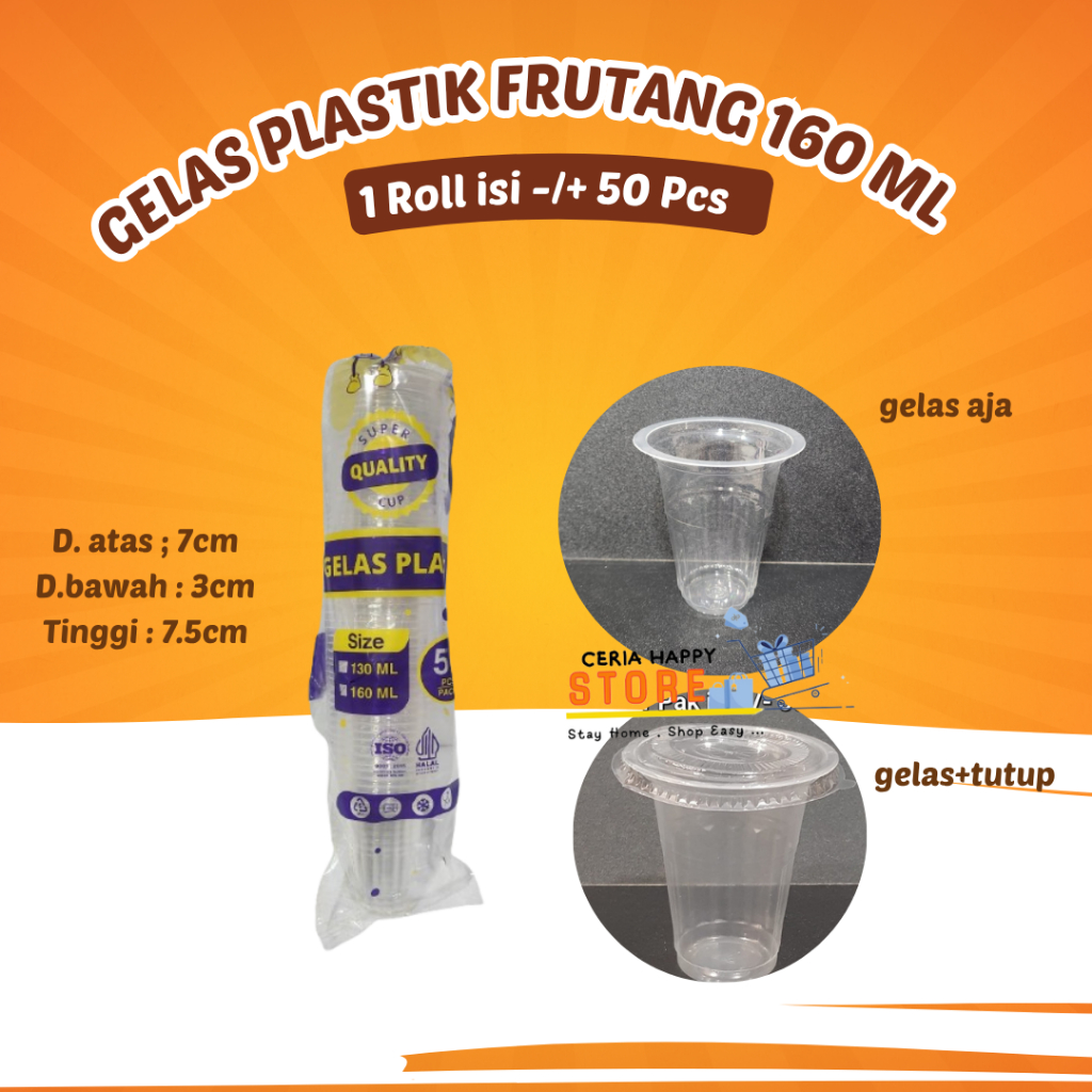 Jual CERIA -Gelas Cup Plastik Bening Frutang Kopi 160ml Isi 50 Pcs ...