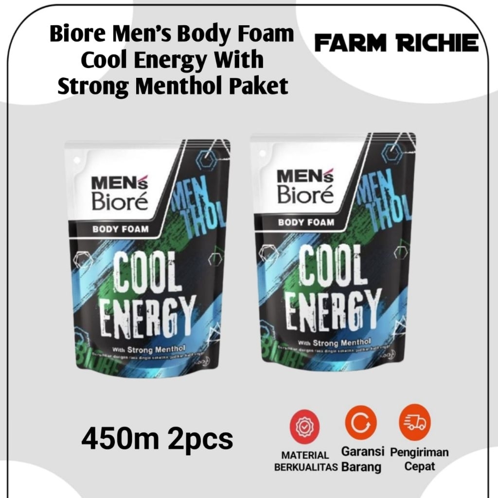 Jual Biore Men's Body Foam Cool Energy With Strong Menthol 450ml Paket ...