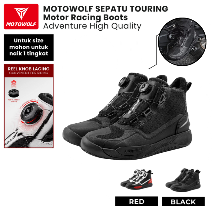 Jual MOTOWOLF Sepatu Riding Motor Quick Release Reel Knob Boots Touring ...