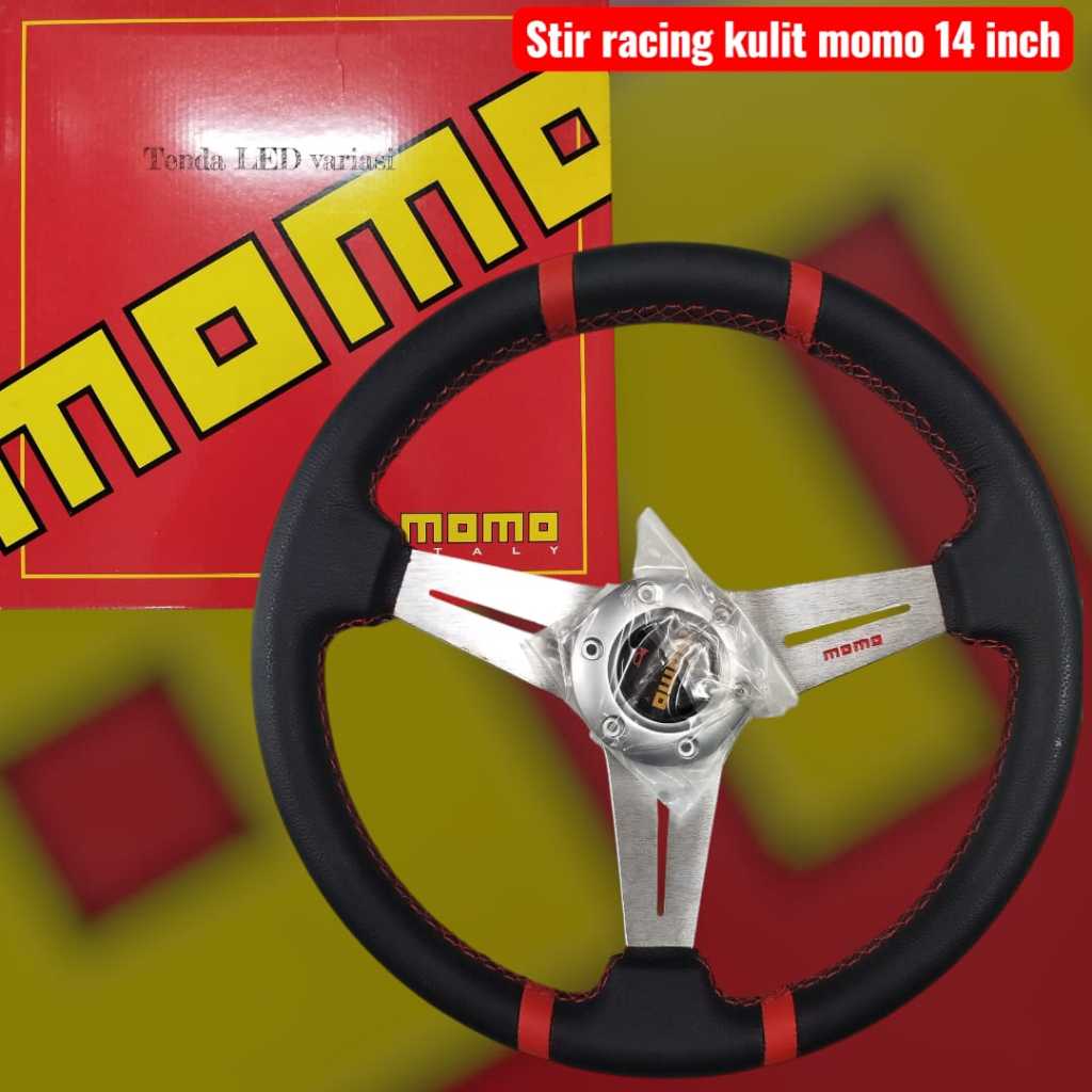 Jual Stir Racing momo kulit 14 inch universal/stir racing 14 inch bahan ...
