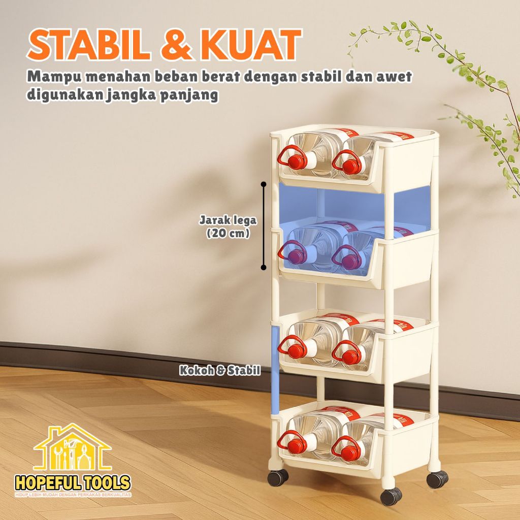 Jual Rak Serbaguna 4 Susun Dengan Roda Rak Dapur Kamar Plastik ...