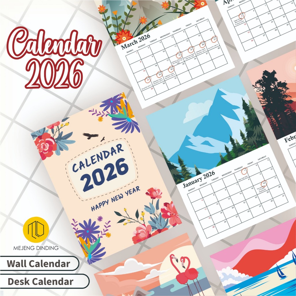 Jual Kalender 2026 Aesthetic Motif Pergunungan - Kalender Dinding 2026 ...