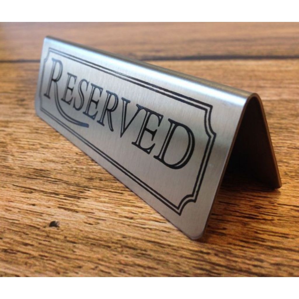 Jual Papan nama meja Stainless steel/Table Signage Reserved Uk 20x6 ...