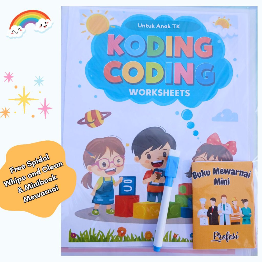 Jual Coding Worksheet Untuk Anak TK 40 Lembar Whipe & Clean Free ...