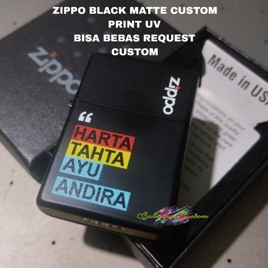 Jual KOREK API ZIPPO BLACK MATTE CUSTOM PRINT UV HARTA TAHTA DESIGN ...