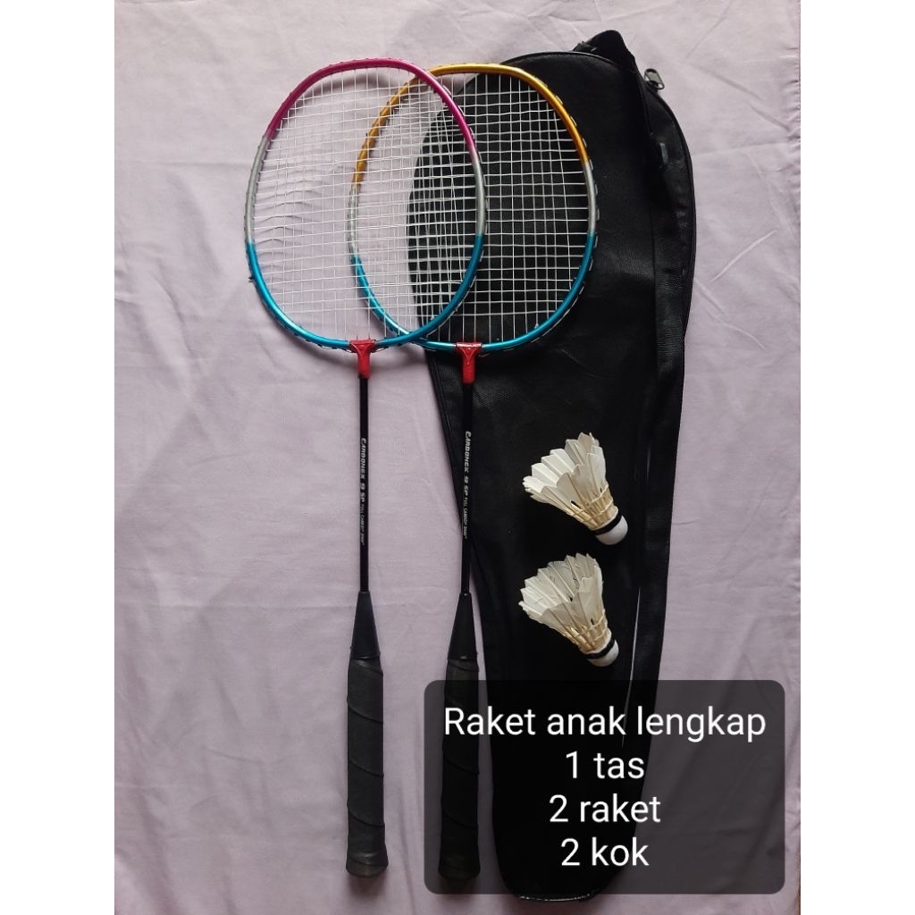 Jual raket badminton anak lengkap 1 tas 2 raket 2 kok siap pakai ...