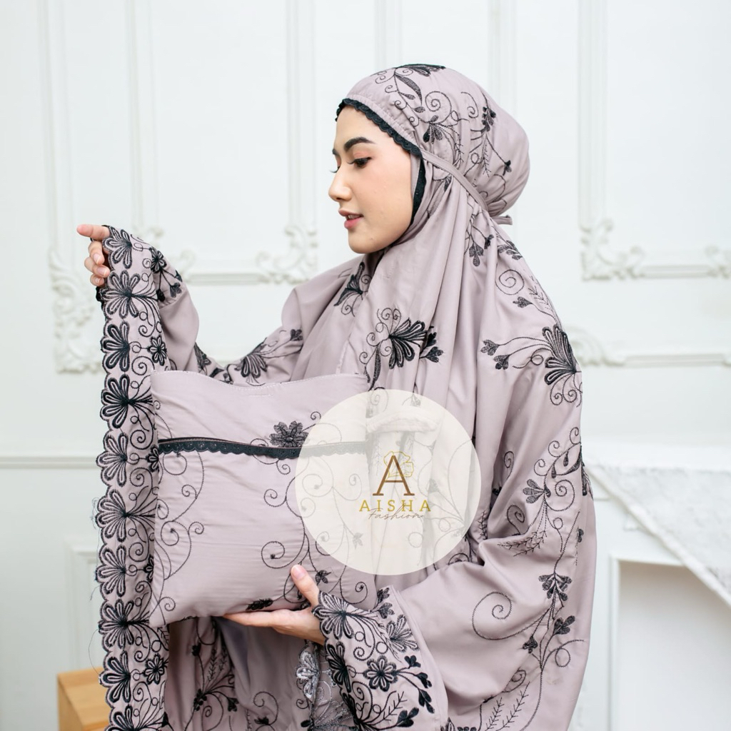 AISHAA - Mukena Dewasa Sofa Full Bordir Jumbo Murah