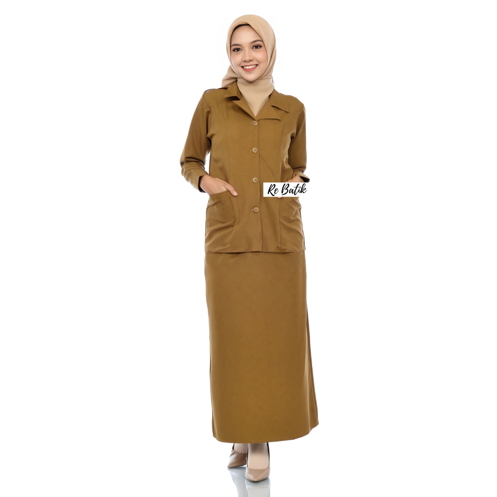 Jual Baju Dinas Wanita Setelan Rok Pns Wanita Elegan Khaki Tua Baju ...