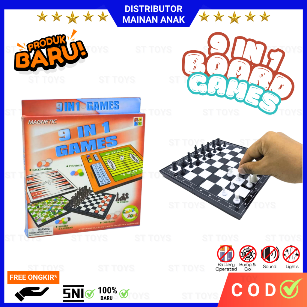 Jual Mainan Board Game Anak 9 in 1 Ludo Ular Tangga Catur Halma ...