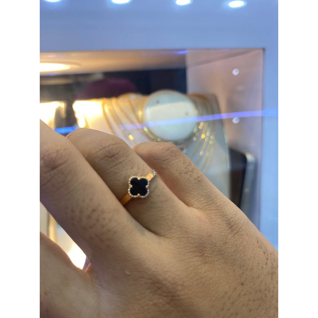 Jual cincin fanklip model clover mas 8k terbaru mas rosregold