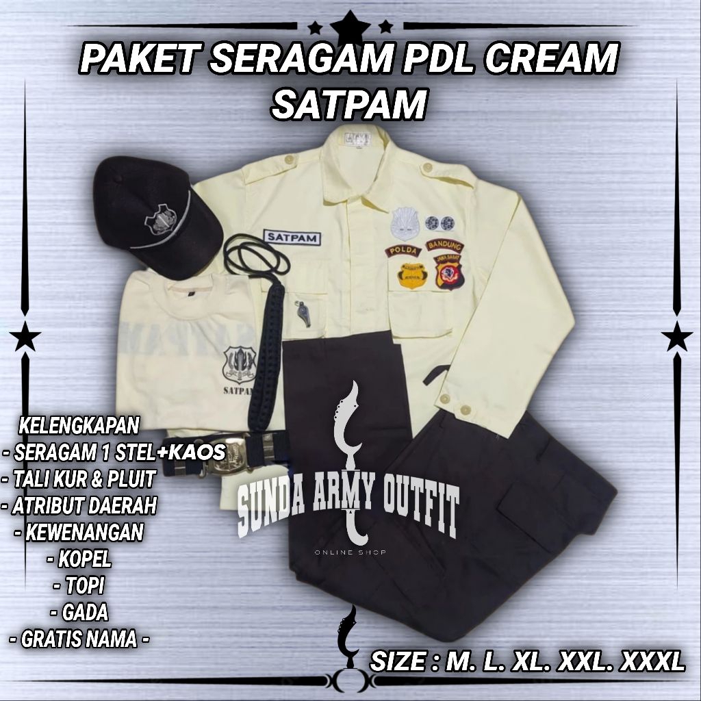 Jual PAKET LENGKAP PDL SATPAM / SERAGAM PDH SATPAM KREM / BAJU SERAGAM ...