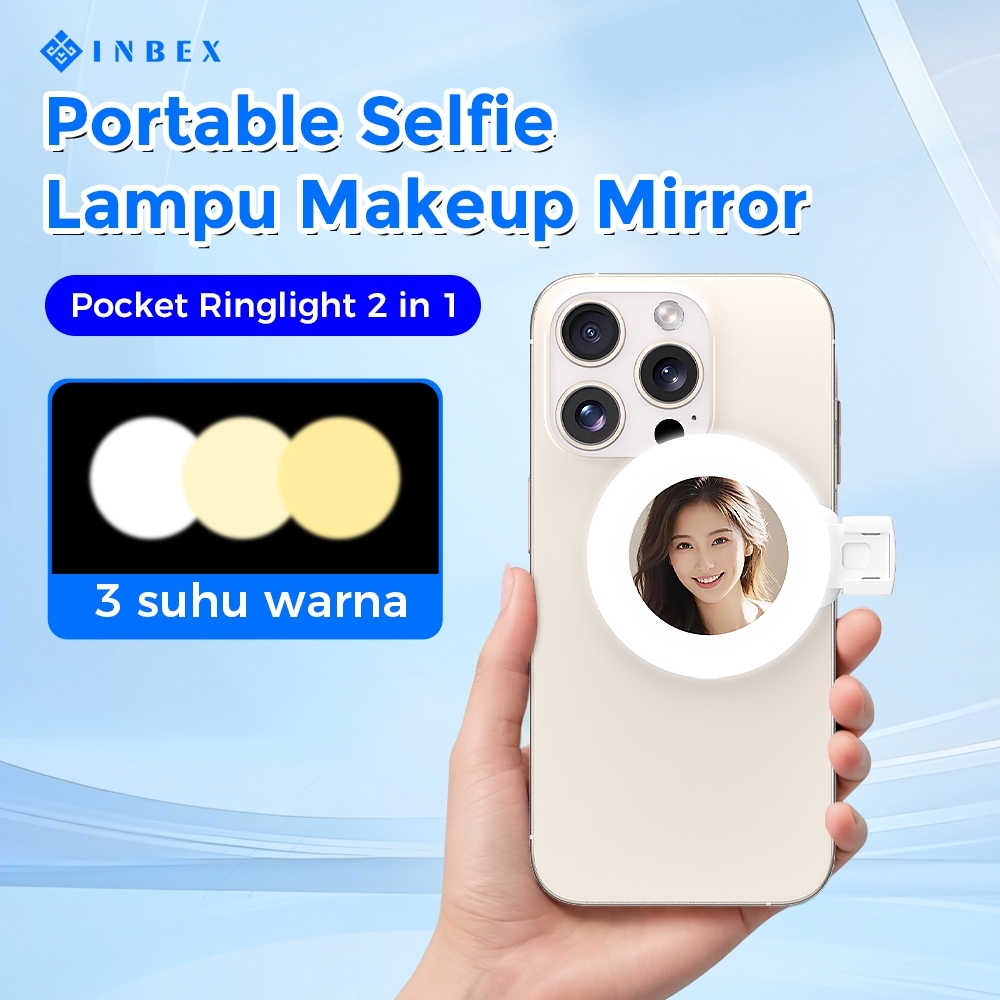 Jual INBEX PL2 Mini Ring Light Mirror 2 in 1 Portable Clip Selfie Lampu ...