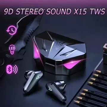 X15 TWS Wireless Bluetooth Headset LED Display Gamer Earbuds Headphone Noise Cancelling Earphone