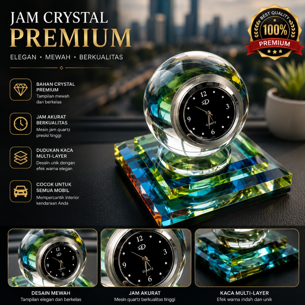 Pajangan Dashboard Super Cantik Parfum Mobil Motif Jam Aktif Free Battery Free Parfum 10ml