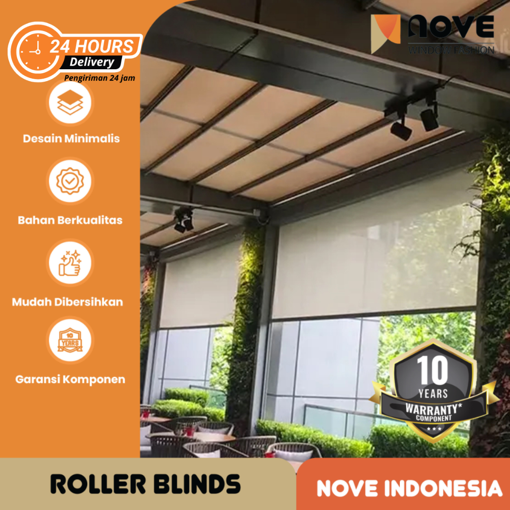 Nove - Roller Blinds Outdoor Sunscreen - Ukuran Custom
