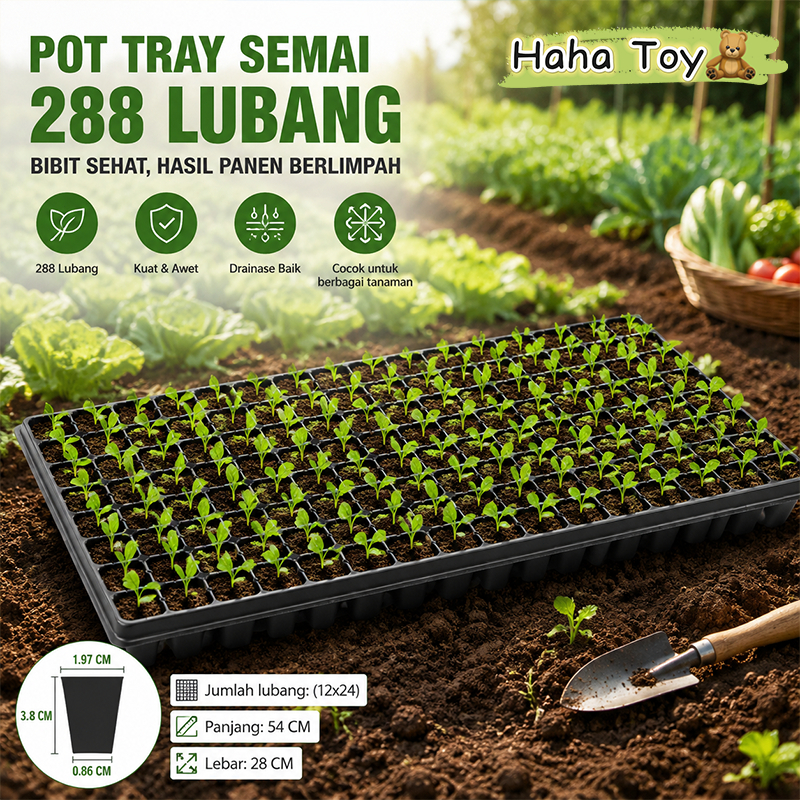 Tray Semai Bibit Pilihan Lubang 288/200/128/105/98/72/50/30 untuk Sayuran Bunga Hidroponik
