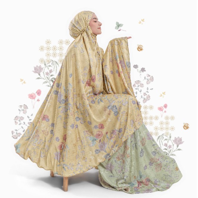 VESELKA Tsabita Mukena Dewasa 2 in 1 Wajah Karet Motif Printing | Prayer Set Hampers Mahar Hantaran Seserahan Pernikahan Lengkap Premium