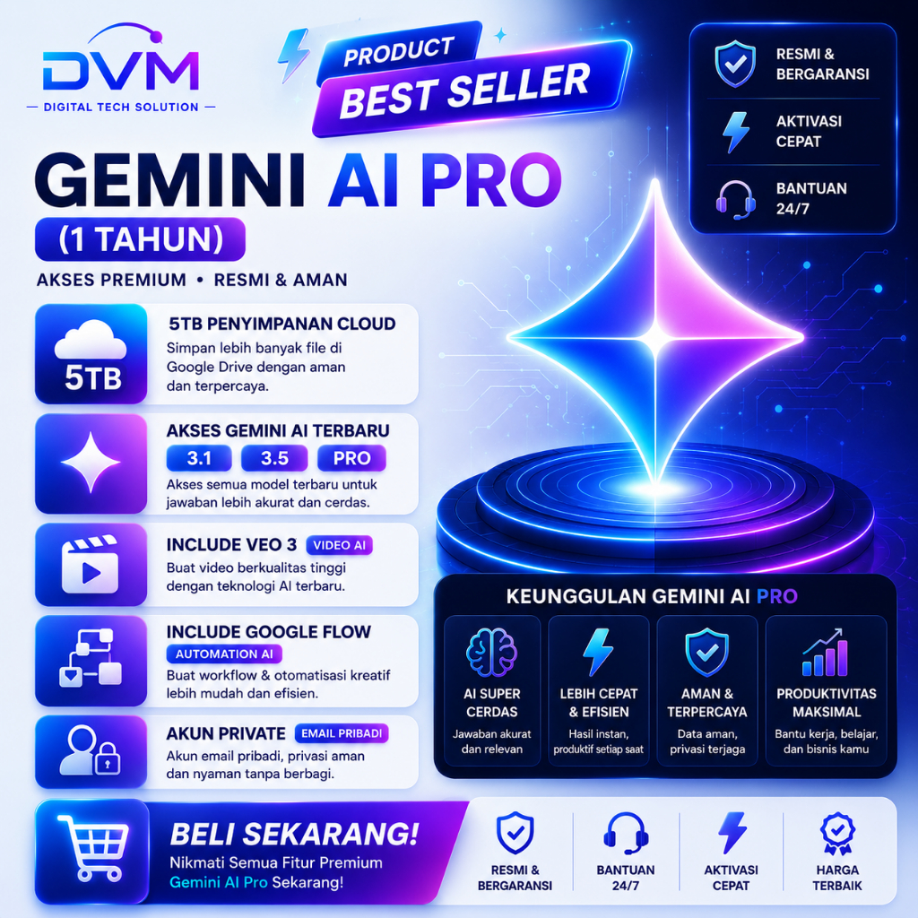 GEMINI AI PRO PRIVATE HEAD 1 TAHUN BERGARANSI PROSES CEPAT DAN MUDAH