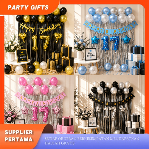 (BACA DESKRIPSI) Paket Set Balon Dekorasi Ulang Tahun Simpel / Perlengkapan Pesta Happy Birthday Murah