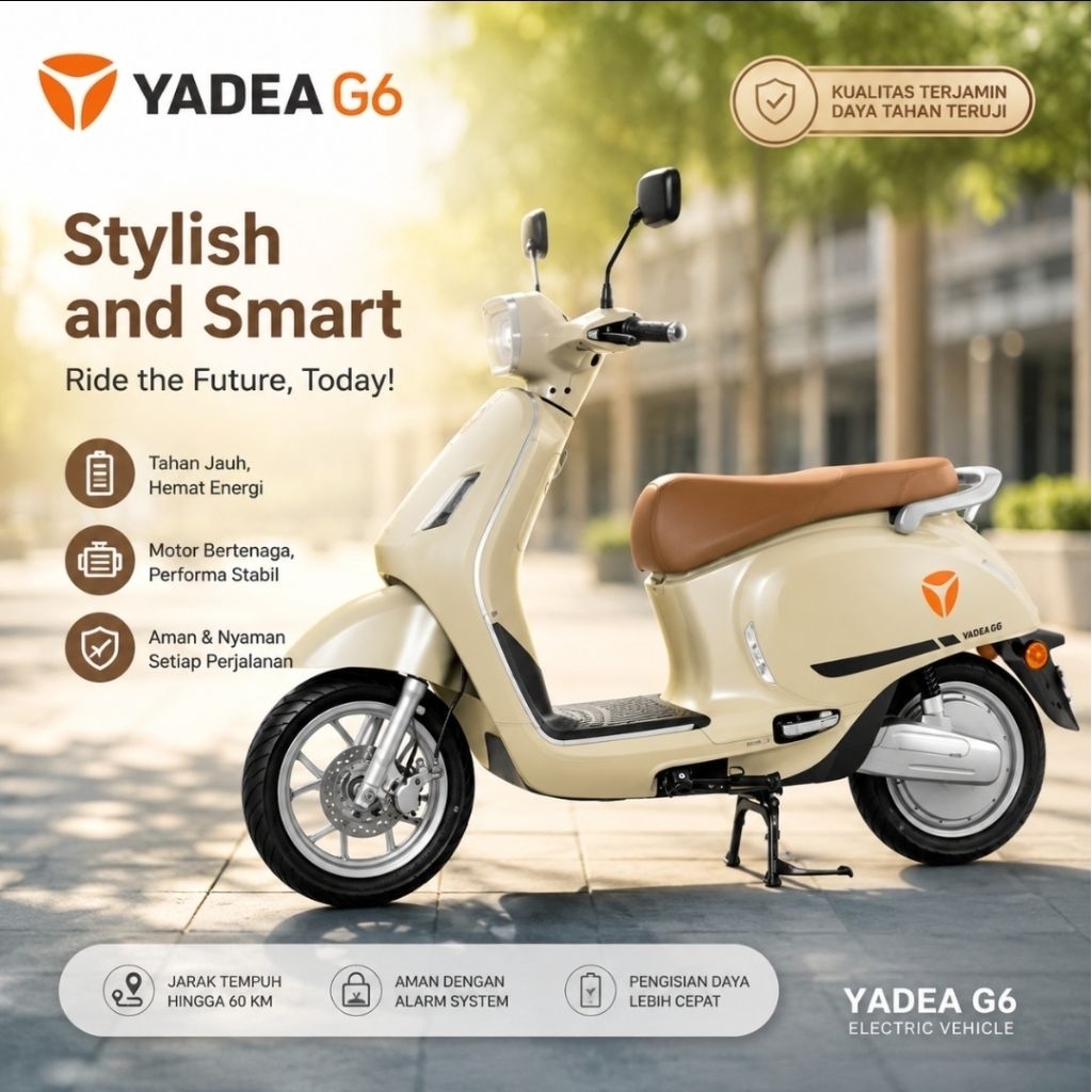 Motor Listrik YADEA RS20 Original Hemat Energi Baterai Awet Desain Modern Nyaman untuk Mobilitas Harian