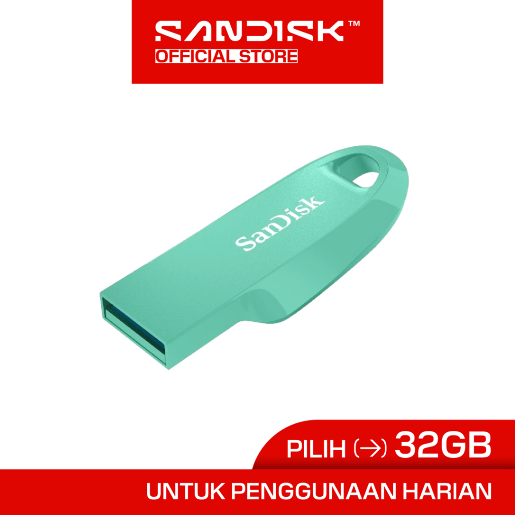 SANDISK CZ550 Ultra Curve 32GB USB 3.2 Mint Green / Hijau (Up to 100MB/s) - Flashdisk