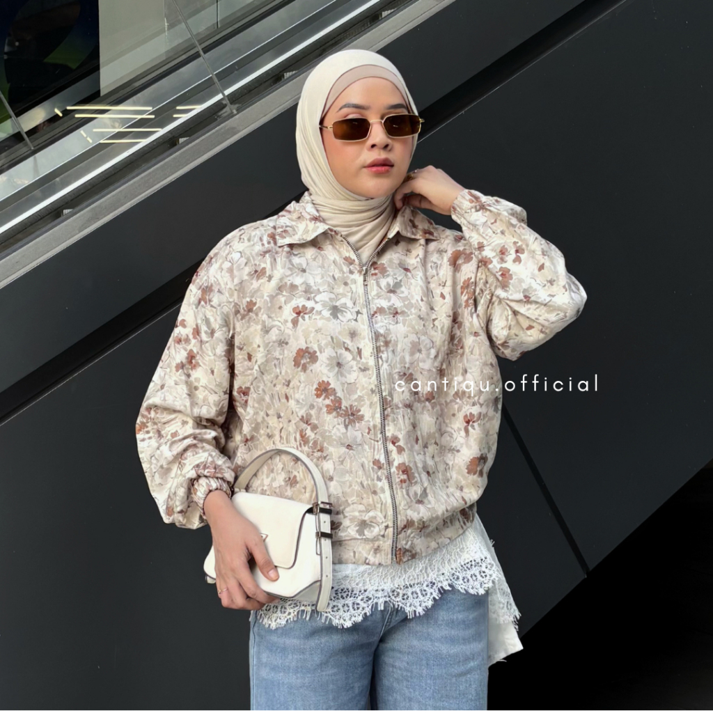 Cantiqu Polka Zipper Outer Rayon Motif Polkadot Sella | Jacket Wanita Oversize foto 5