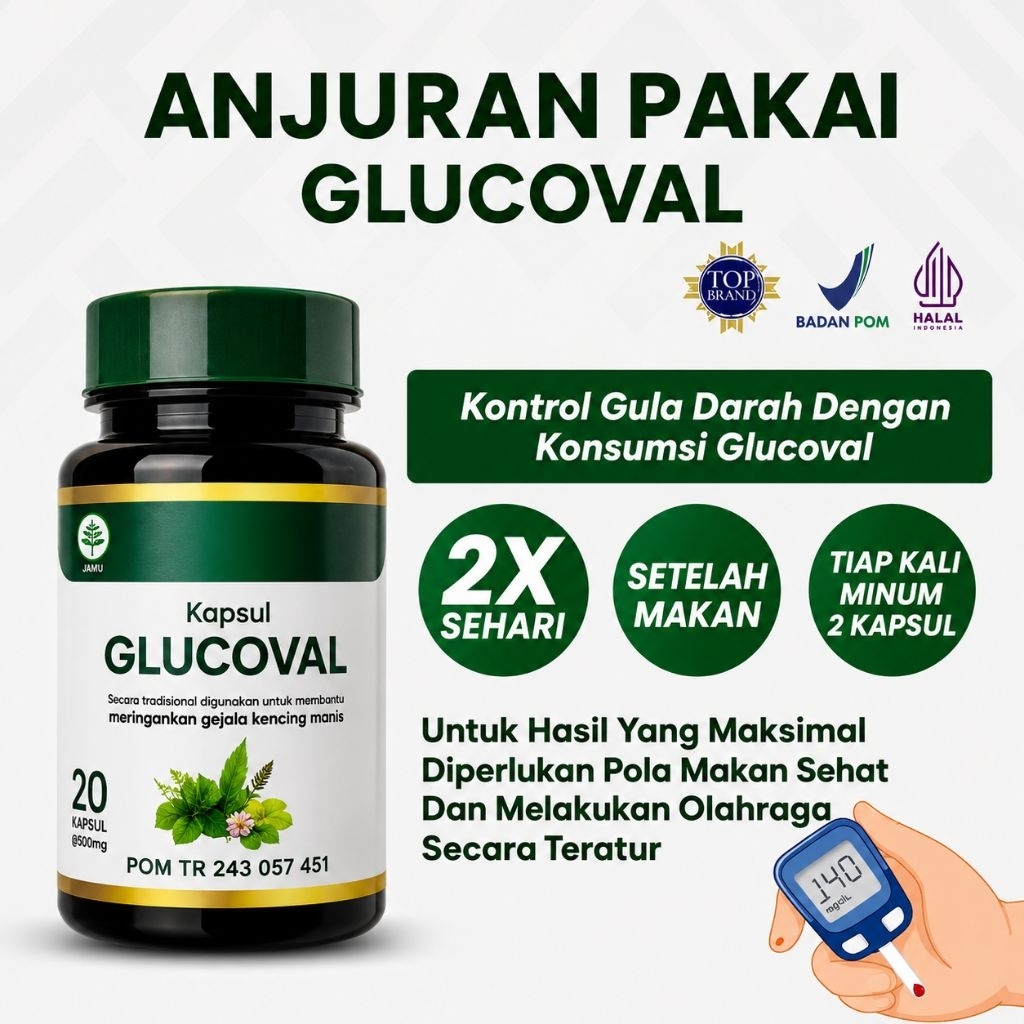 (BPOM SEGEL) GLUCOVAL DIABETPLUS untuk penderita diabetes dan guldar aman bpom halal COD