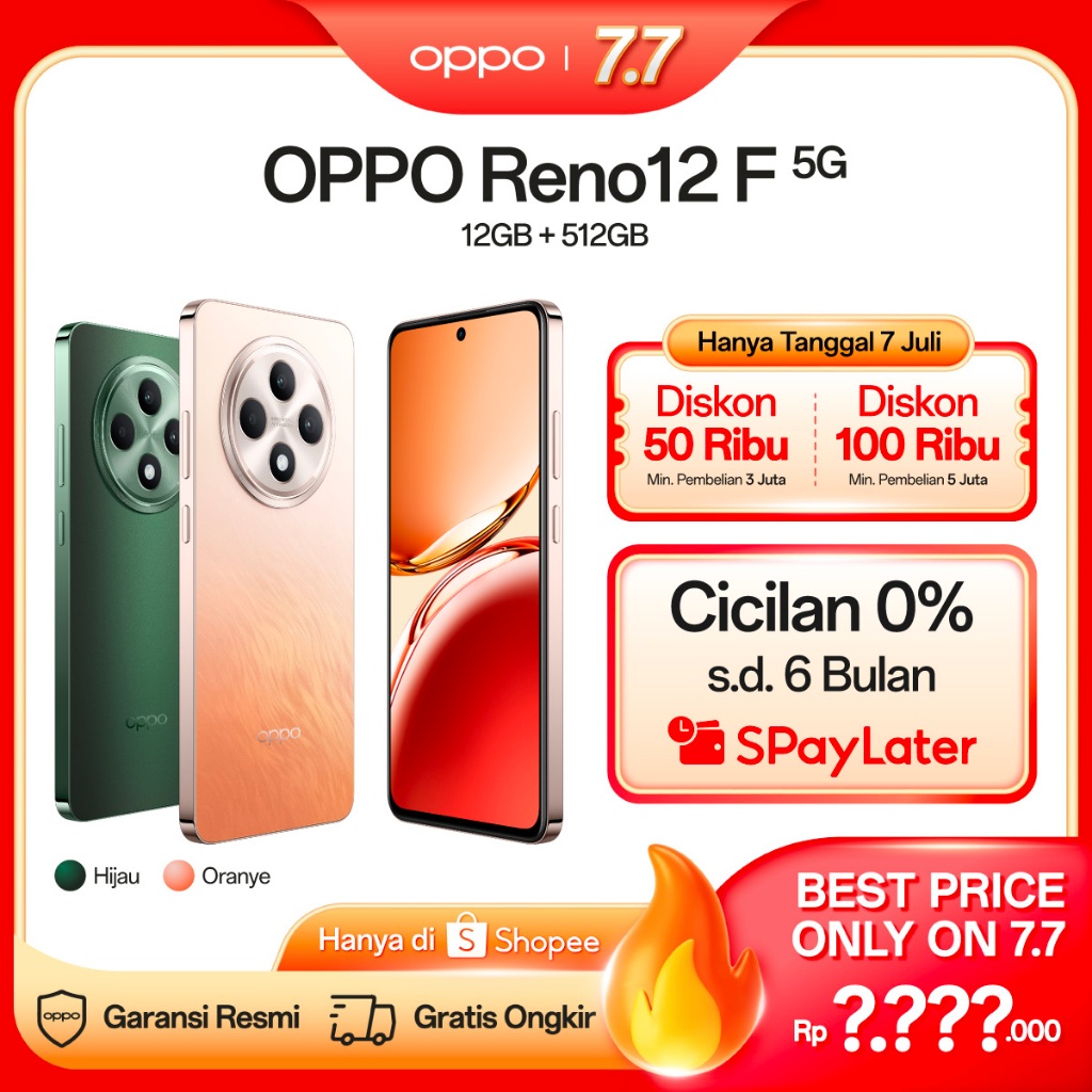 OPPO Reno12 F 5G 12GB+256GB/512GB [AI Potrait Expert, All-Round Armour, Dimensity 6300, 45W SUPERVOOC 5000mAh]